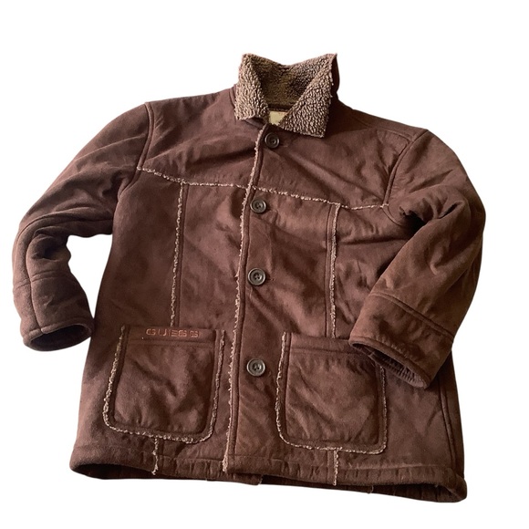 Kid's Size 7 GUESS  Brown Warm Field Jacket Pockets - Picture 1 of 7